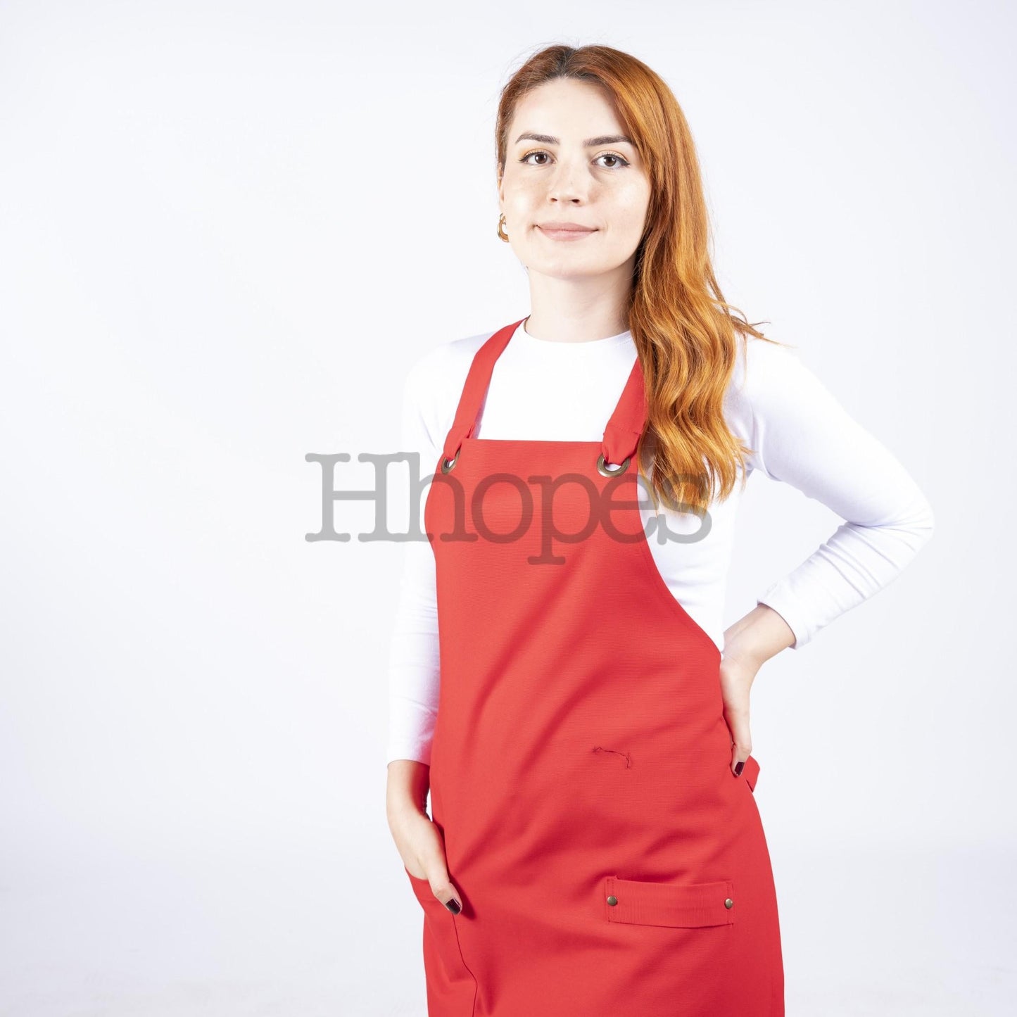 adjustable red apron with wide straps
