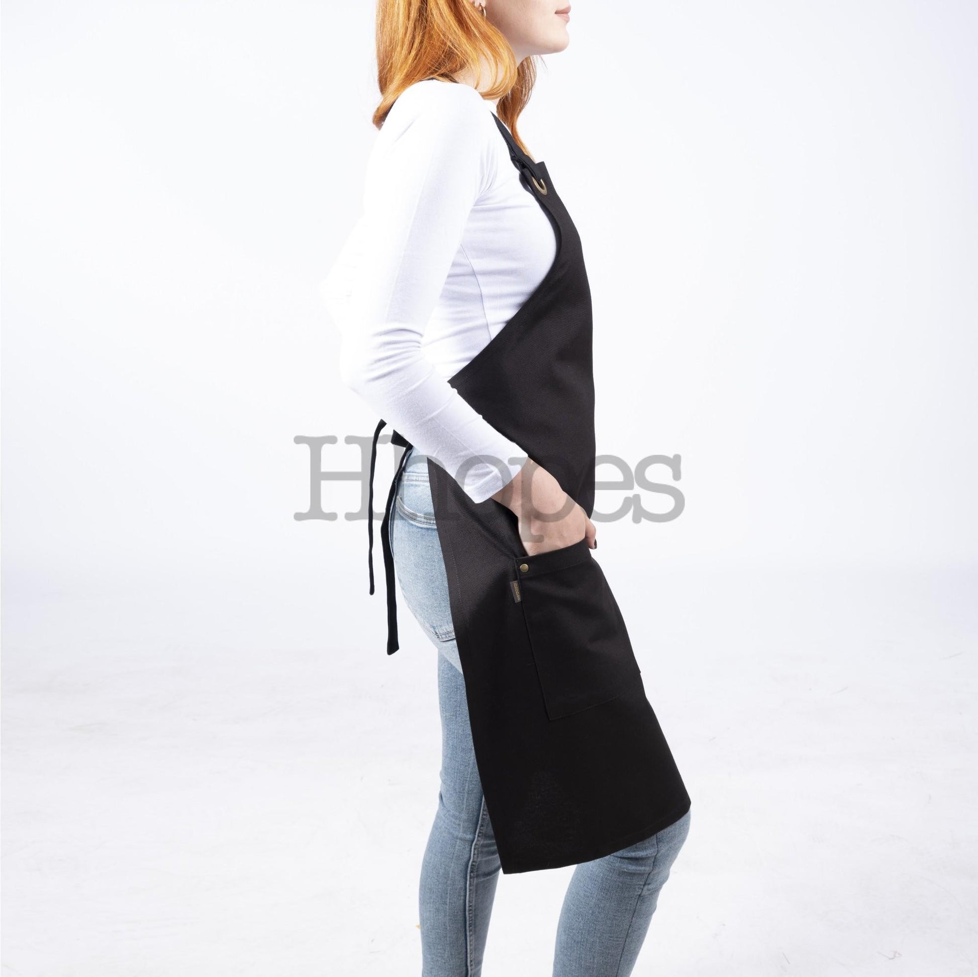 stain-resistant kitchen apron black side 1