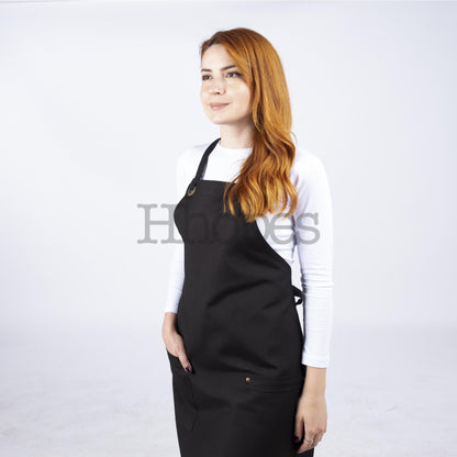 eco-friendly black kitchen apron side shown