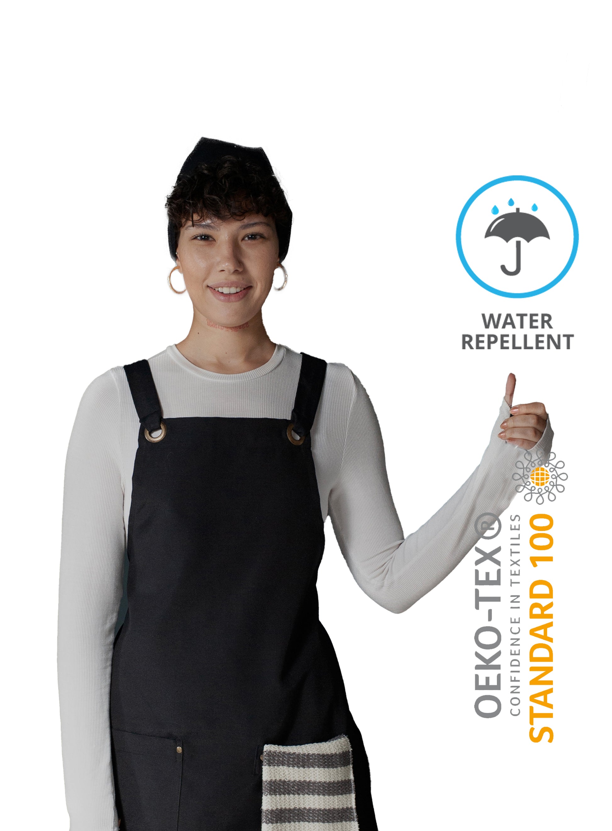stain-resistant kitchen apron black