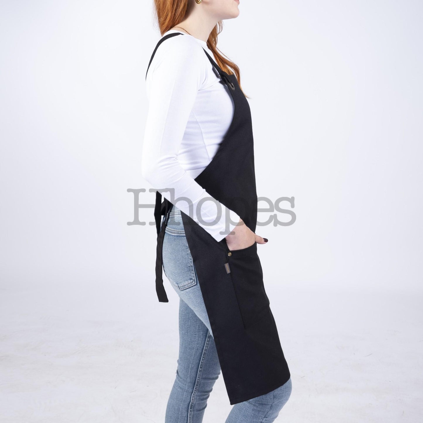 unisex black apron for restaurant use