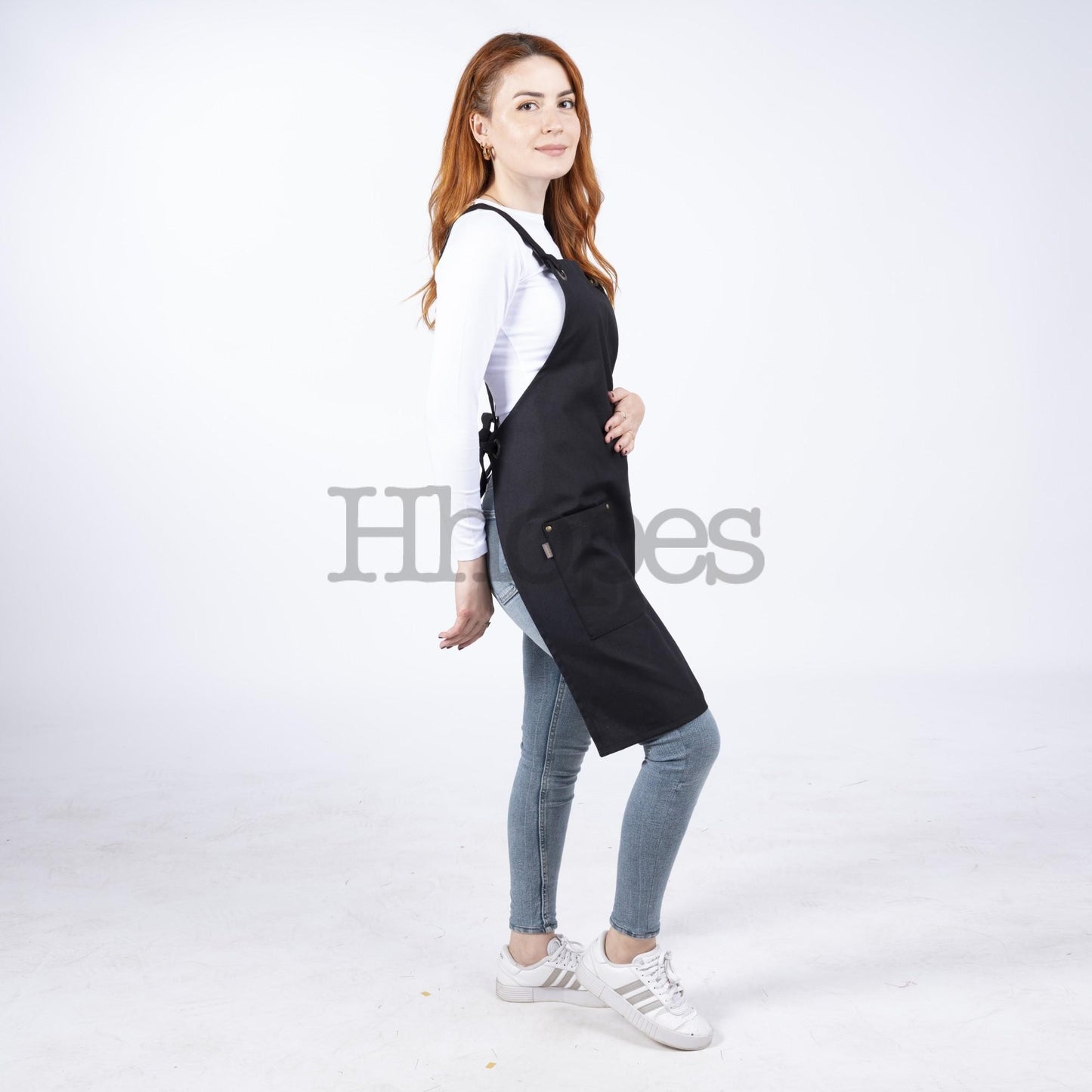 Oeko-Tex certified black cotton apron