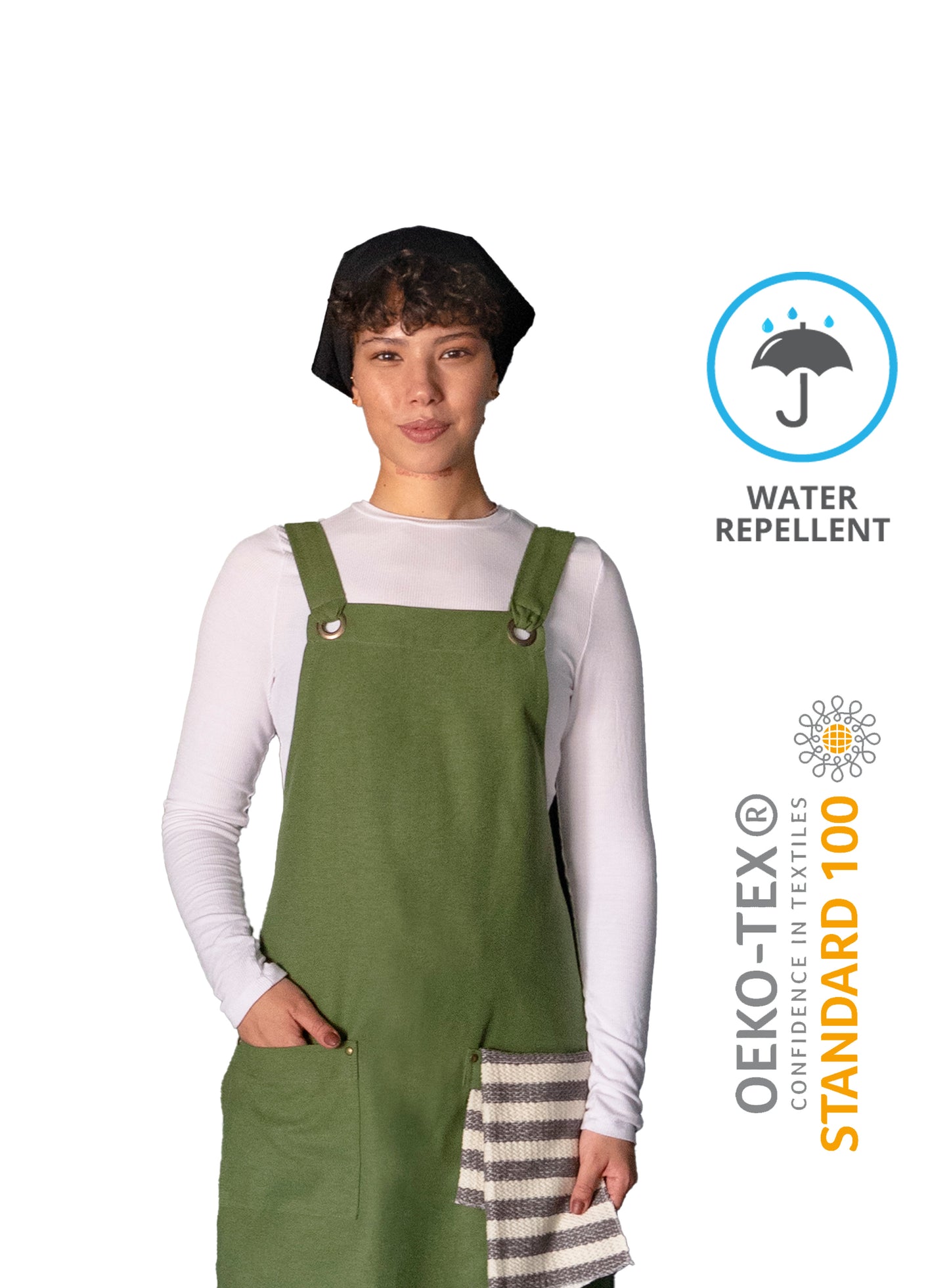 green waterproof apron for chefs