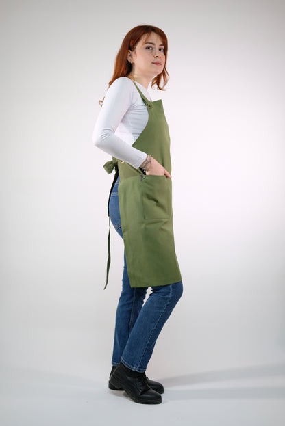 artisan style green kitchen apron