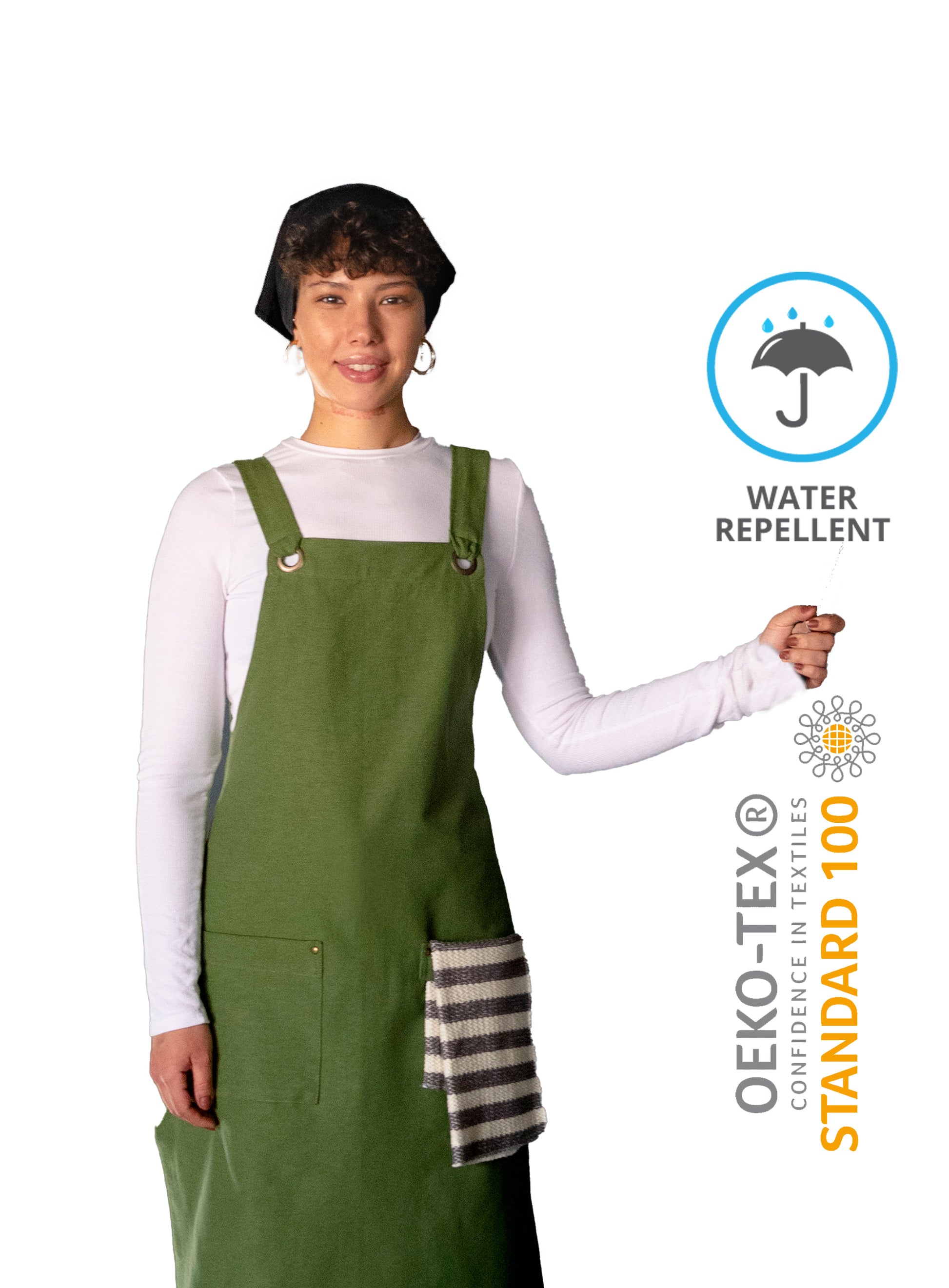 stain-resistant green kitchen apron