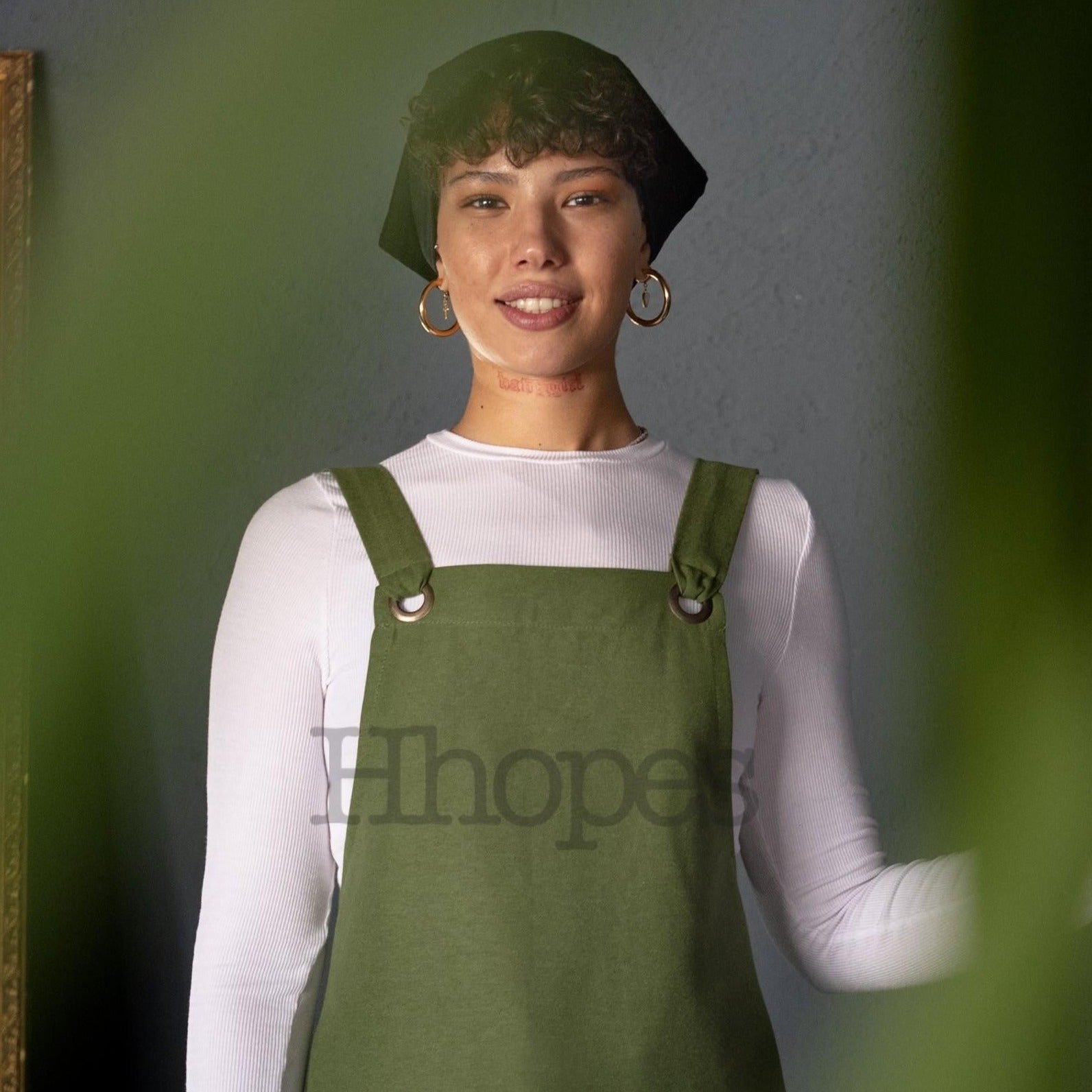 customizable green cooking apron