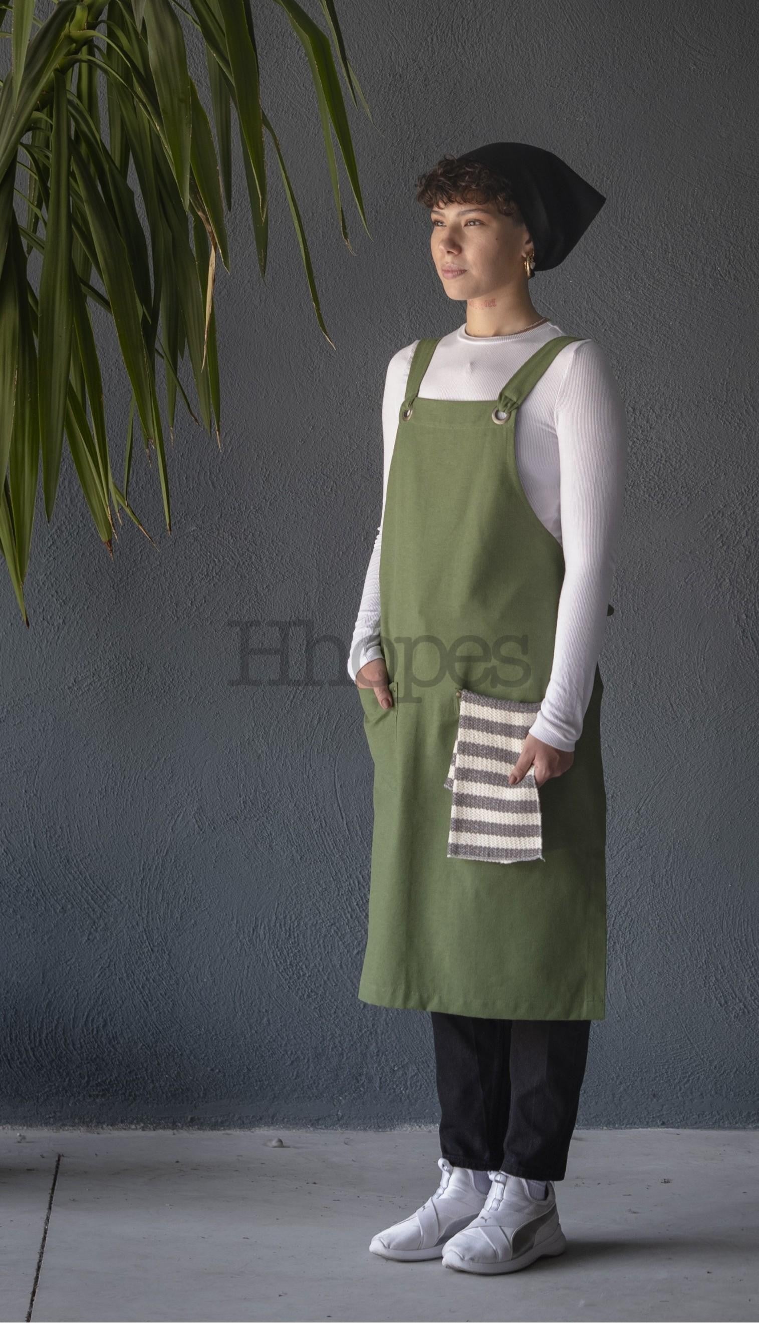 Oeko-Tex certified green cotton apron