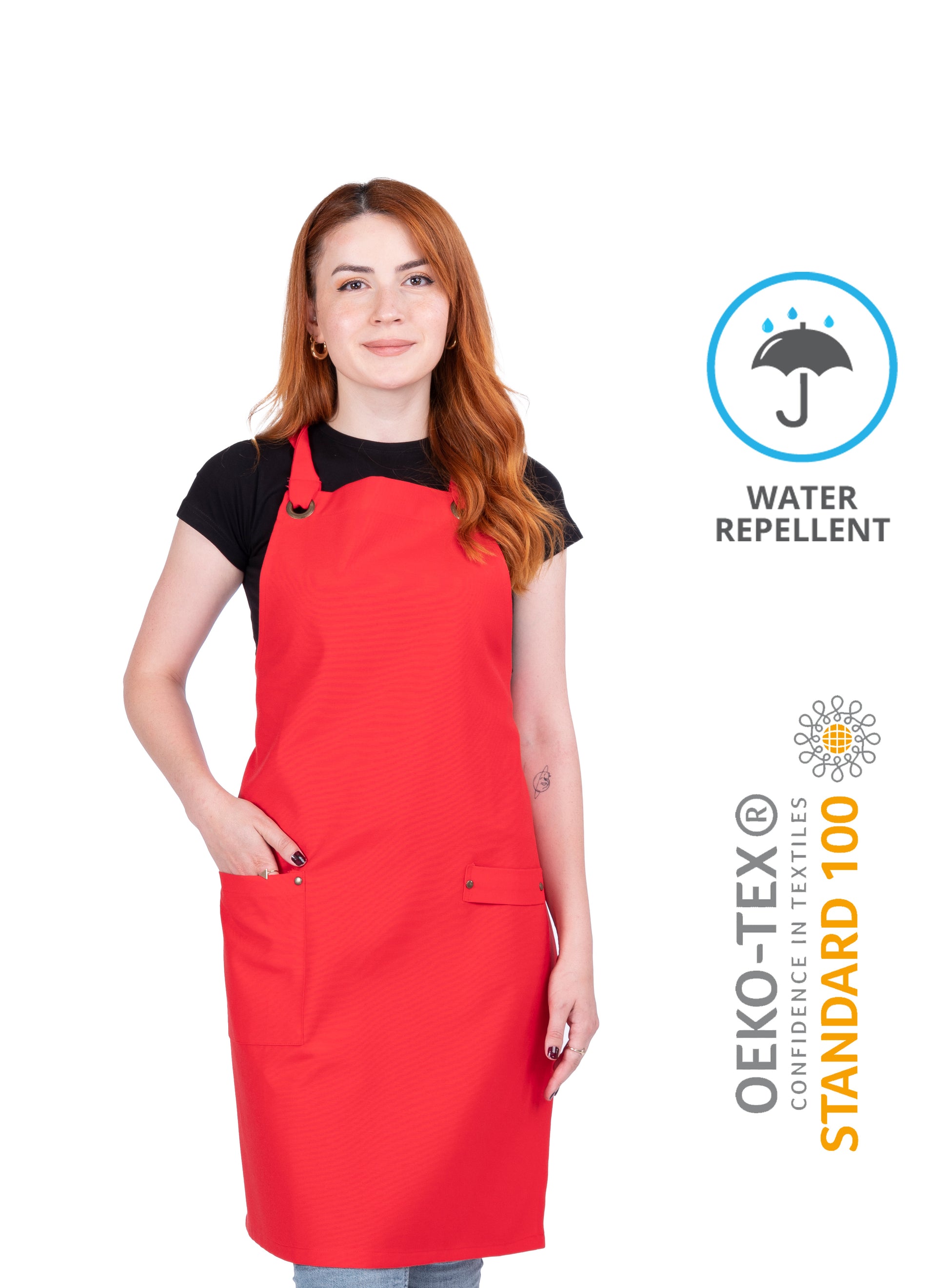 red waterproof apron for chefs