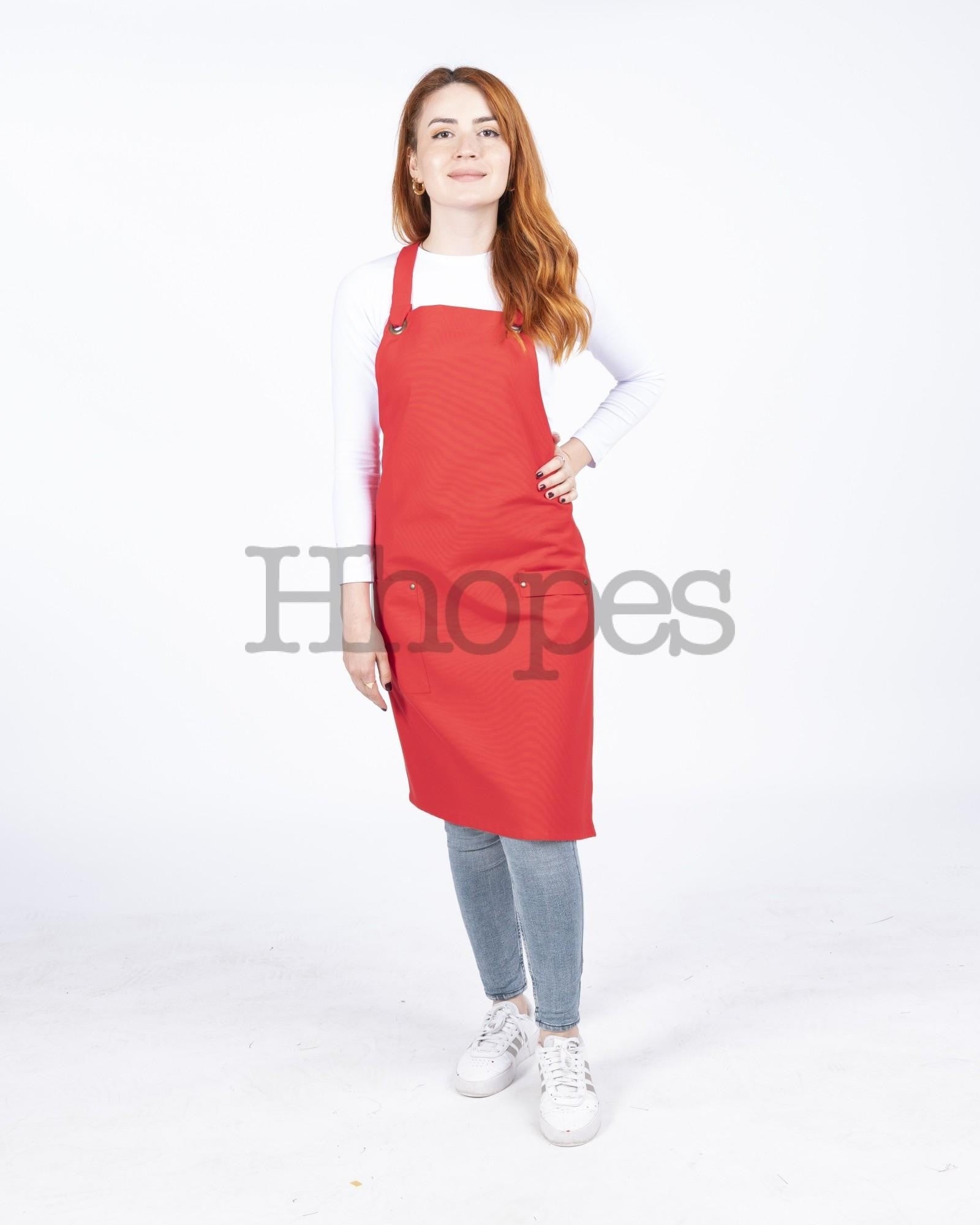 personalized red apron with logo