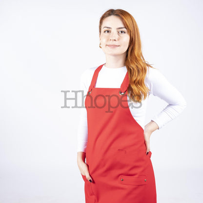 adjustable red apron with wide straps
