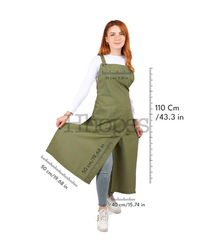ergonomic green apron with back straps