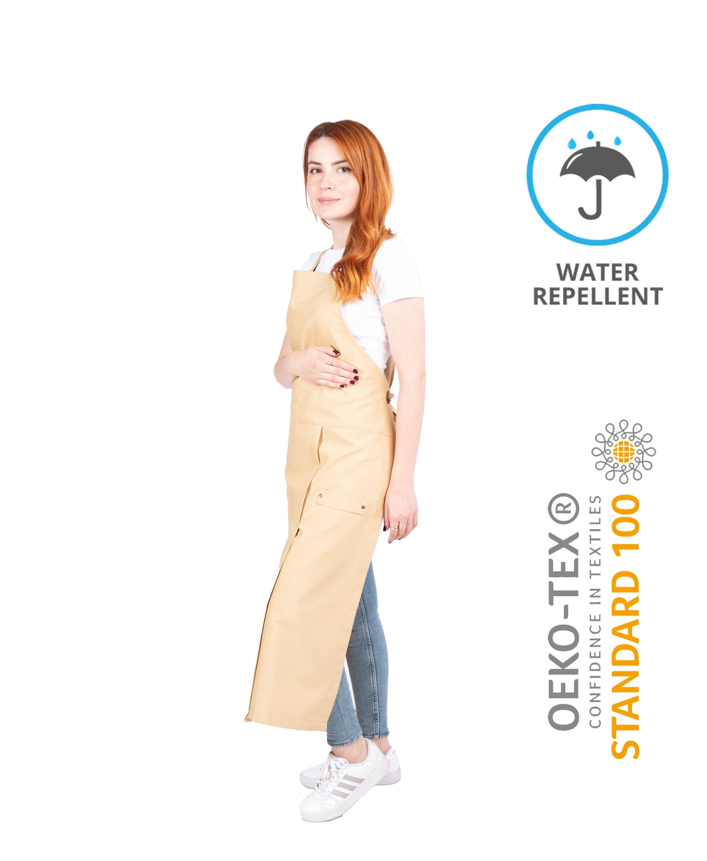 breathable mustard apron for ceramic artists