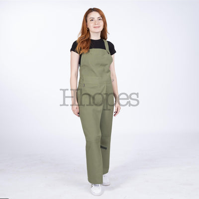 artist apron with ankle straps and tool pockets